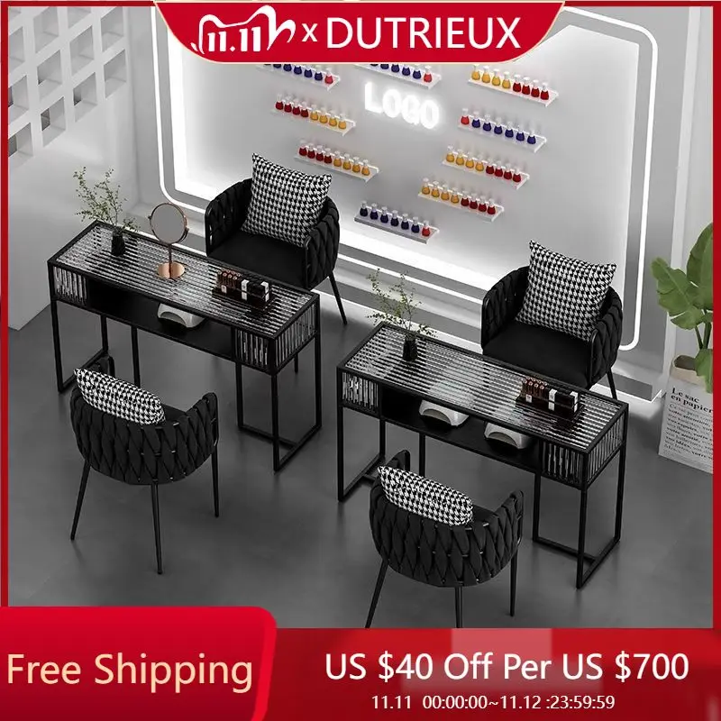 

Clear Waterproof Nail Desk Aesthetic Salon Black Cleaning Manicure Table High Quality Cleaning Cleaning Nails Salon Furniture
