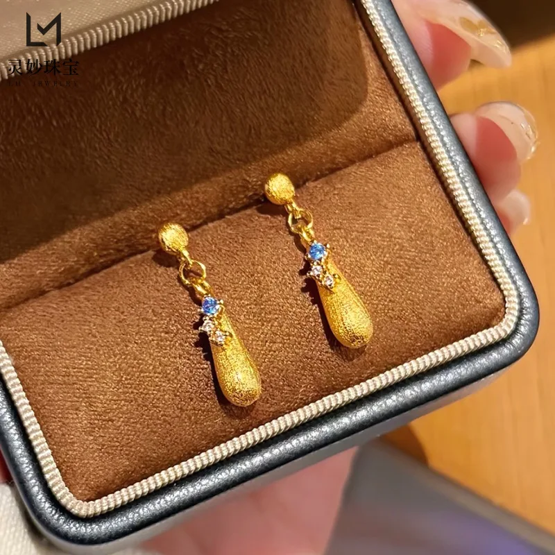 

Серьги Buchelati 9999 из настоящего золота 24 карата в горошек с бриллиантами и каплями воды, универсальный темперамент, чтобы подарить своим подруге