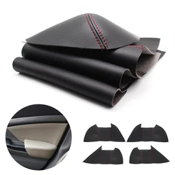 4pcs/set For Honda Civic 9th Gen 2012 2013 2014 2015 Car Door Handle Armrest / Door Panel Cover Microfiber Leather Accessories