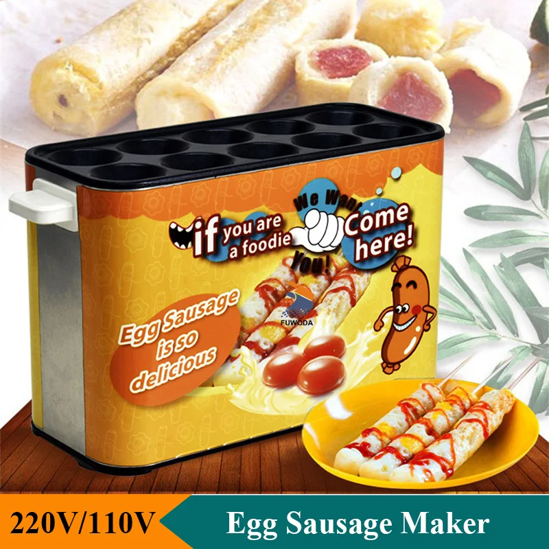 Stainless Steel Electric Egg Sausage Snack Making Machine 10 Holes Commercial Mini Egg Roll Maker Machine