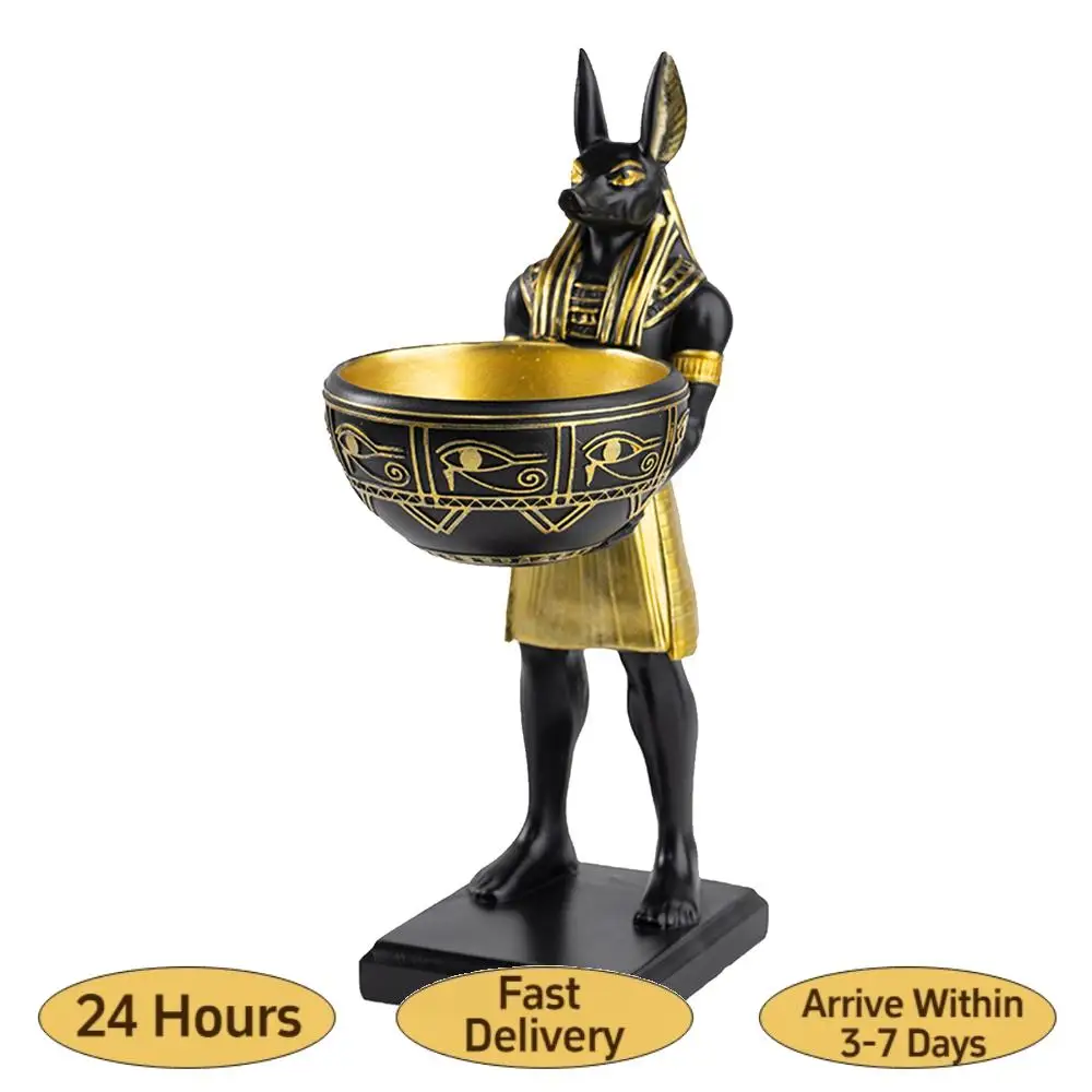 

25cm Anubis Figurine Resin Egyptian God Figurine with Bowl Egyptian Sculpture Gift for Mythology Lovers & History Buffs