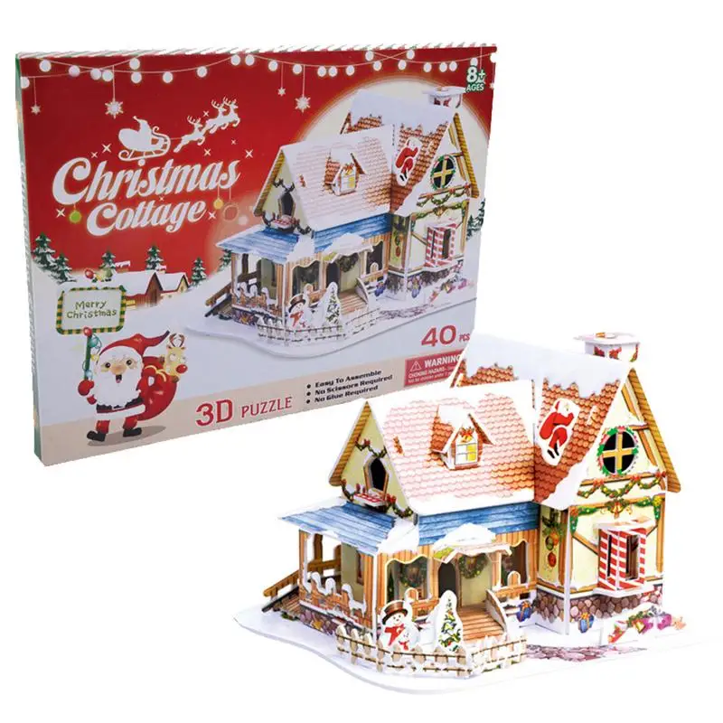 

Christmas 3D Puzzles Christmas Decor Model Kit White Snow Scene Theme Small Town Christmas 3D Puzzles Decorations Gifts For