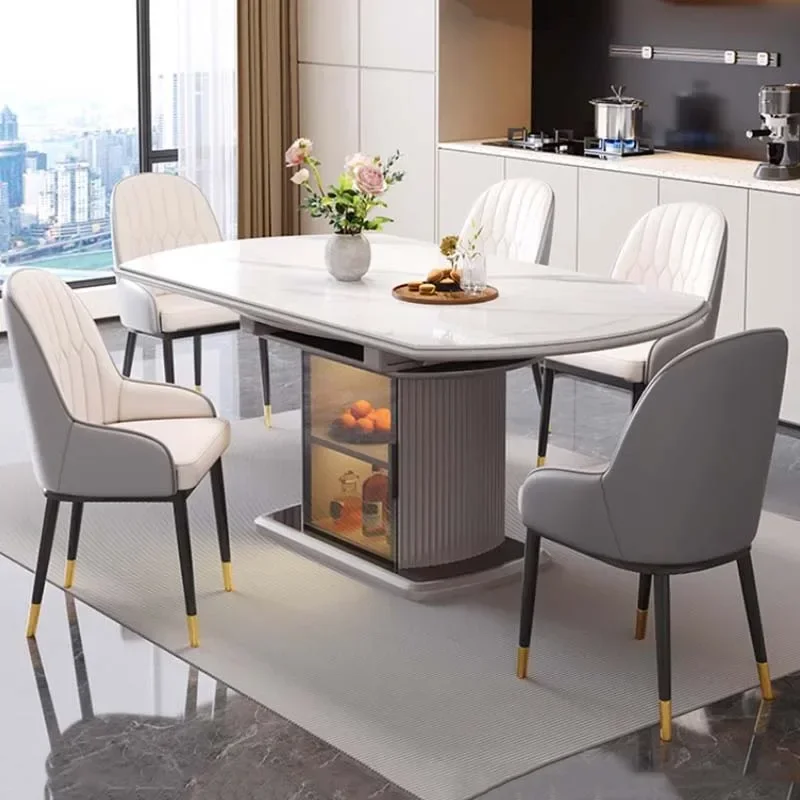 

Extendable Long Round Dining Table Kitchen Unfoldsnle Modern Living Room Table Restaurant Wood Tavolo Pieghevole Home Furniture