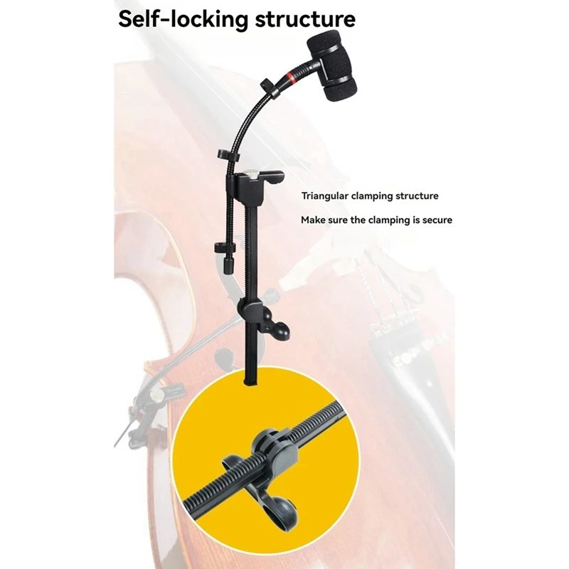 AT93-Adjustable Instrument Stand With Rackmount Bracket Clip Microphone Clip Soft Rubber Shock-Absorbing Structure