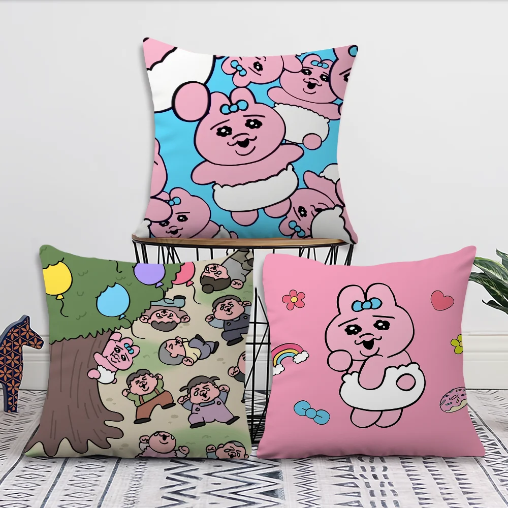 Kawaii Pillow Case Sofa Living Room Bedroom Headboard Backrest Cushion Square O-Opanchu-S U-Usagi Cushion Nap Time