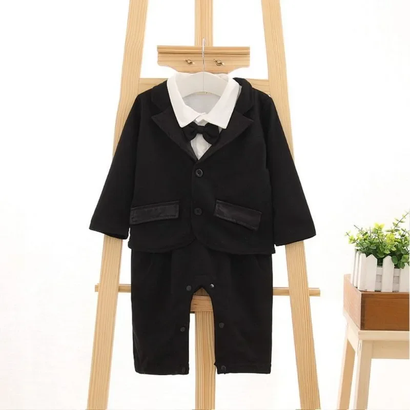 Gentleman Boss Baby Clothes Set    New Born for Boys Birthday Formal Wedding Party Toddler Romper Bodysuit with Coat