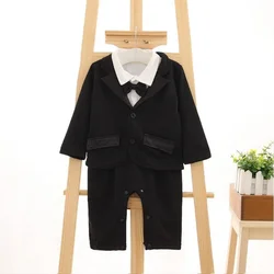 Gentleman Boss Baby Clothes Kids Boy Suit Set Toddler Romper Bodysuit with Coat  New Born for Boys Birthday Formal Wedding Party