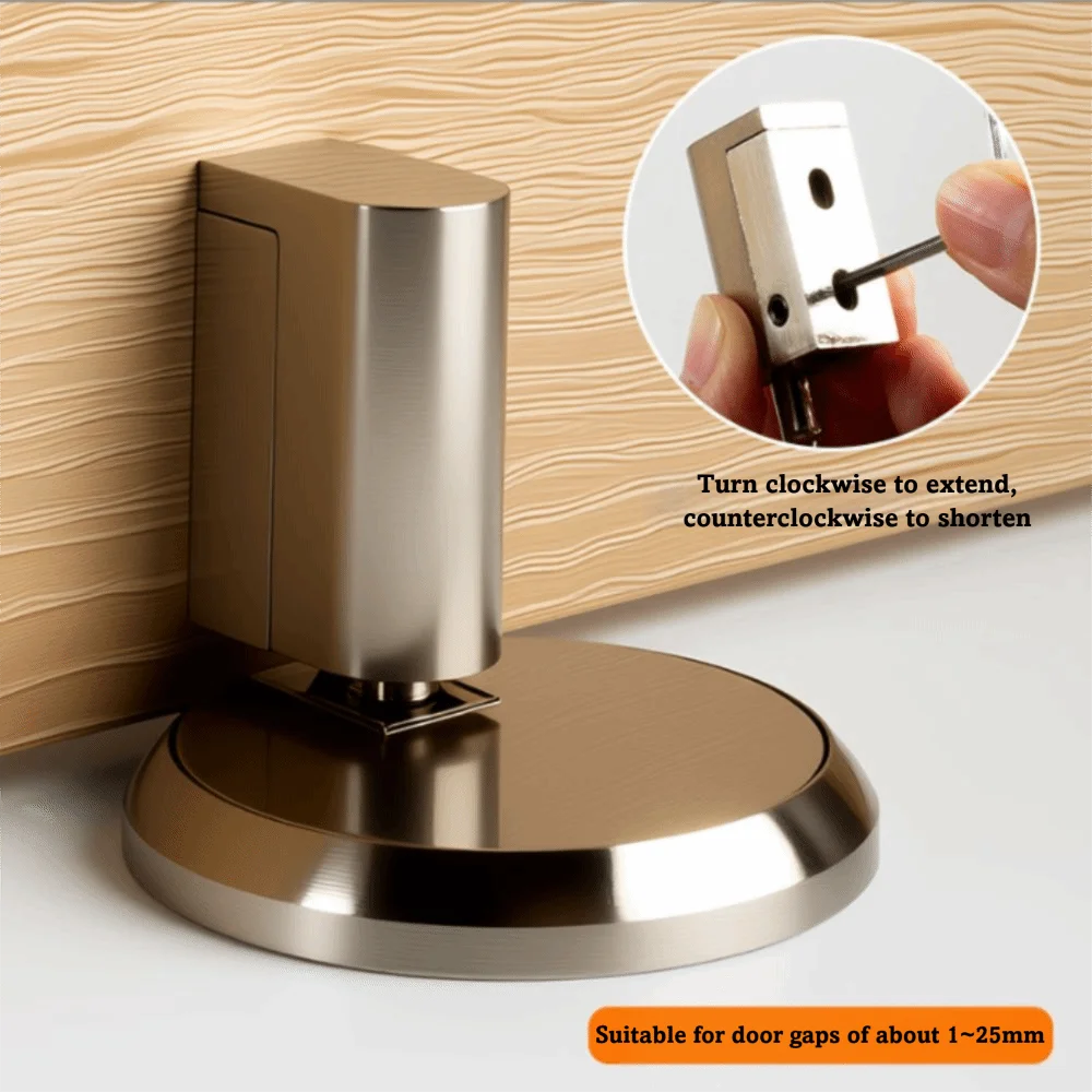 

No Drill Design Mechanical Locking Door Stopper Mute Function Magnetic-Free Design No Drill Door Stopper Mechanical Lock System