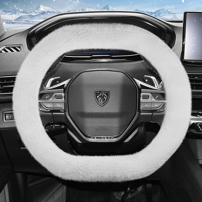 Adecuado para Peugeot Funda larga de felpa para volante, funda protectora antideslizante cálida de otoño e invierno a la moda 208 2008 308 508 5008 408 4008 3008 Partner Expert Boxer Rifter 2008 E-208 Gti Traveller