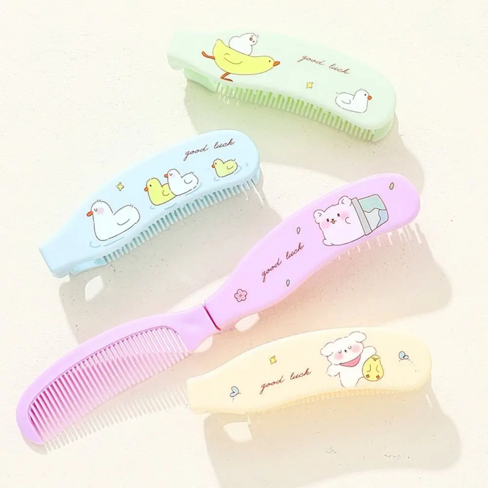 Hair Styling Tools Cute Cartoon Folding Hair Comb Mini Anti-Static Fine-toothed Comb Portable Dual Use Bangs Combs Students