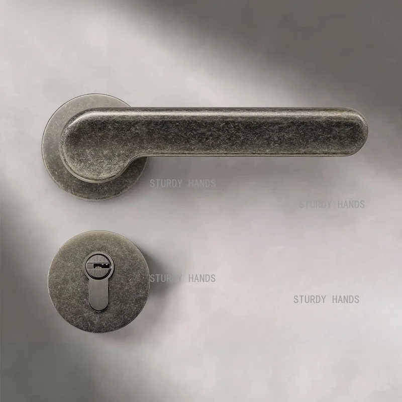 1 set of zinc alloy indoor silent door lock, retro vintage vintage bedroom solid wood door handle universal lock