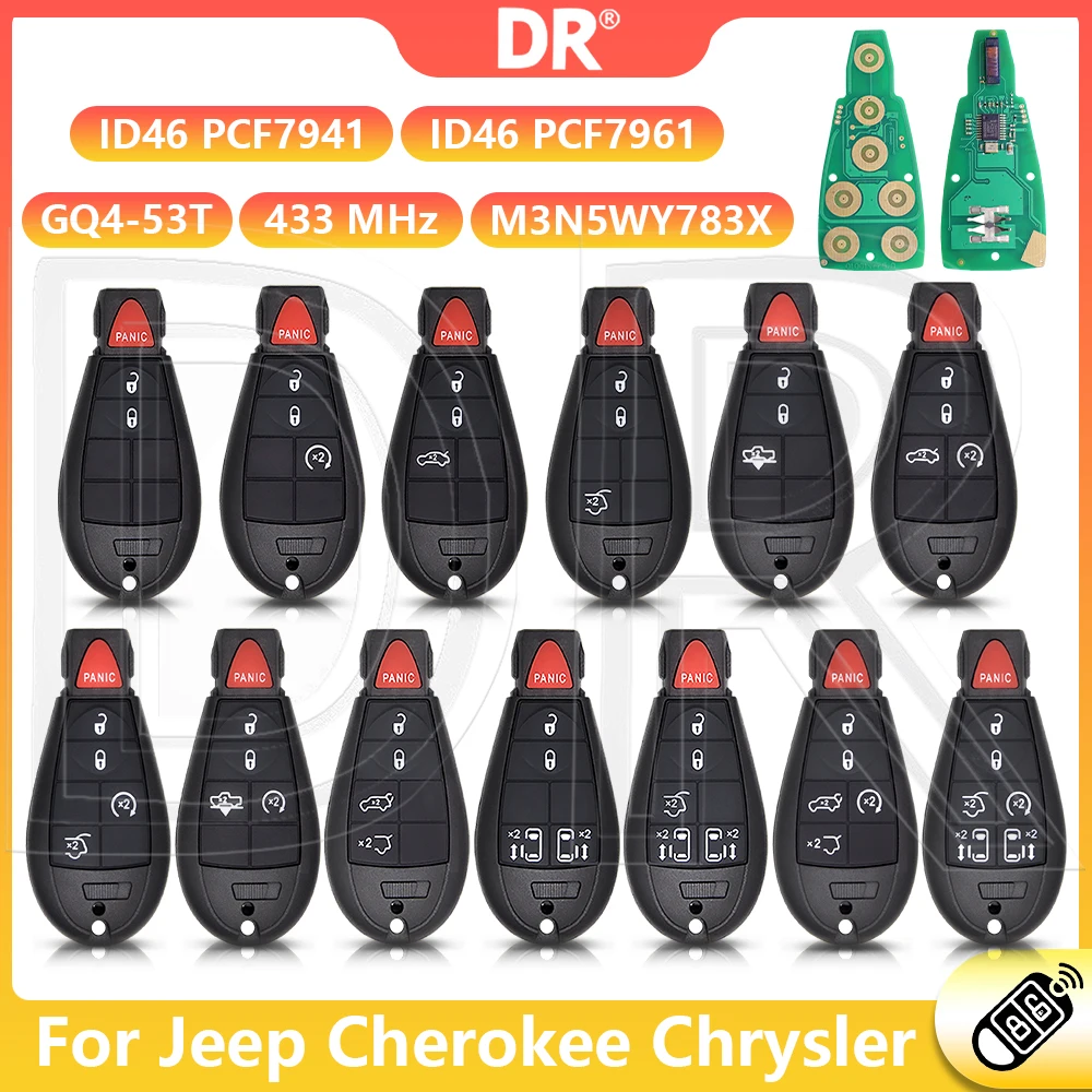 DR3 315 433MHz IYZ-C01C M3N5WY783X GQ4-53T Car Remote Key For Jeep Grand Cherokee Chrysler Town & Country Dodge Caravan Journey
