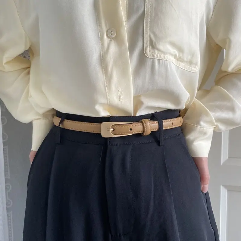 Women's fine needle buckle belt, decorative belt for dresses, jeans, and suits, available in multiple colors