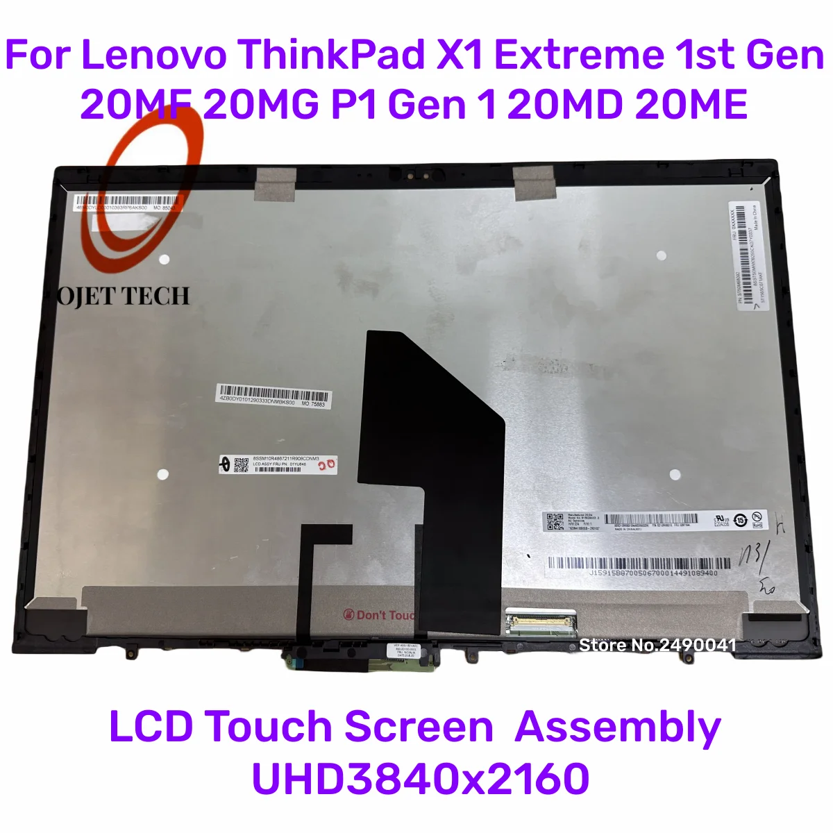 

15.6" UHD 4K For Lenovo ThinkPad X1 Extreme 1st Gen 20MF 20MG P1 Gen 1 20MD 20ME LCD Touch Screen Digitizer Assembly 01YU648