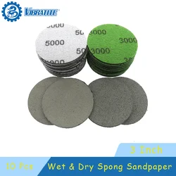 3inch 75mm Trizact Hookit Foam Disc 10 Pcs Wet & Dry Spong Sandpaper Disc 3000/5000Grit Polishing Buffer Sanding Paper Abrasive