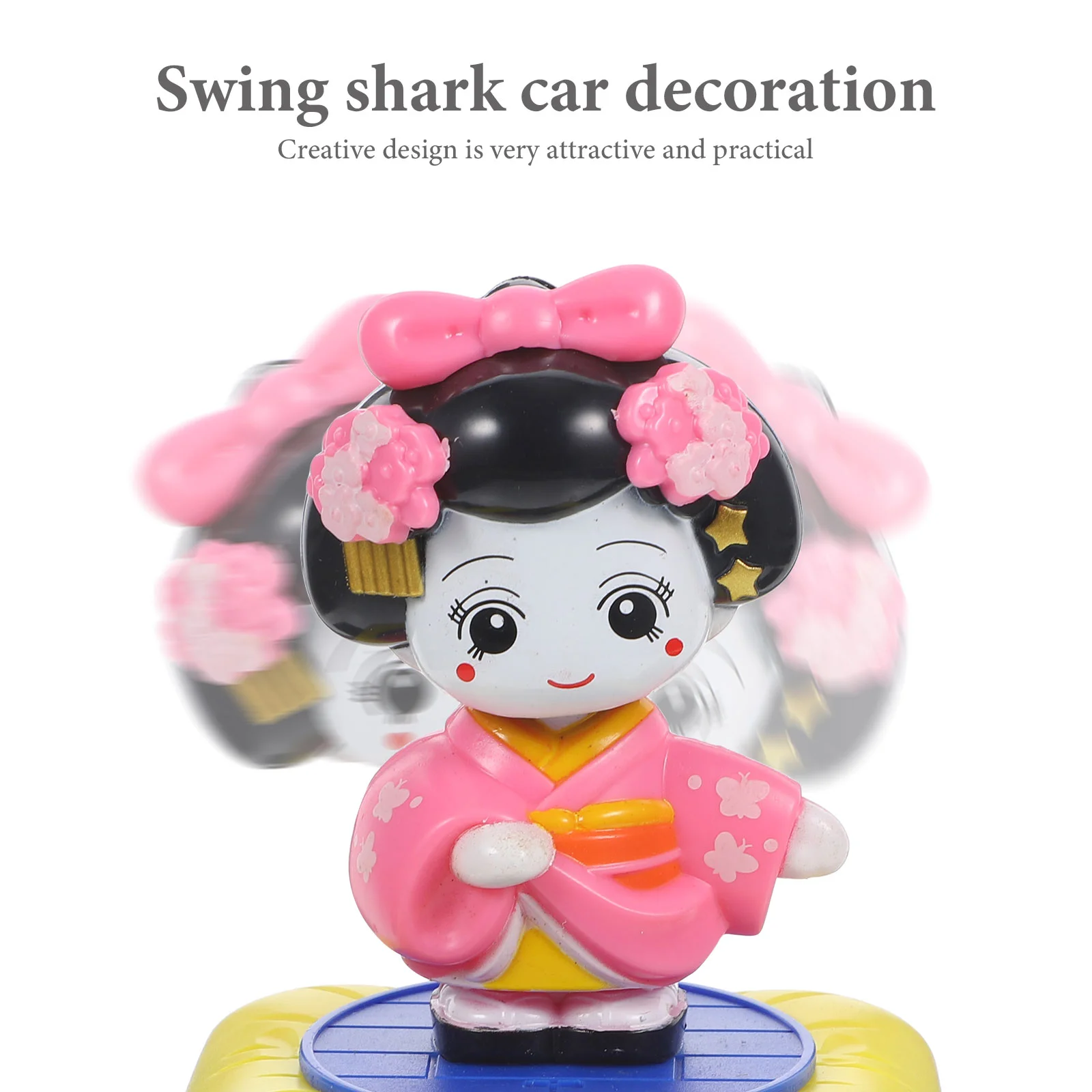 Automotive Solar Dancer Nodding Head Singer Car Interior Decorative Ornaments Small Plastic Kimono Blue Cute Figure Office