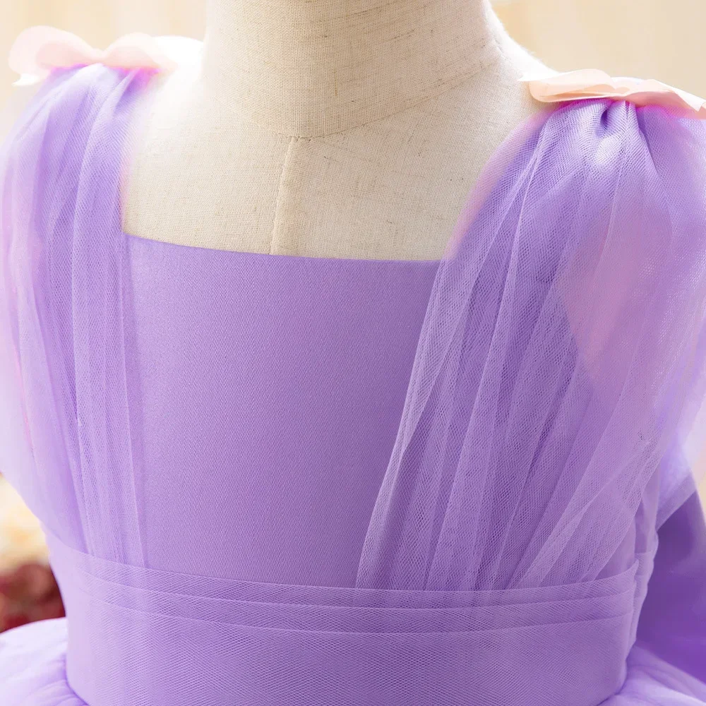Baby Girl Butterfly Tutu Dress Girl Dresses Purple Tulle Colorful With Bow For Wedding Party 1st Birthday Holy comunione Gowns