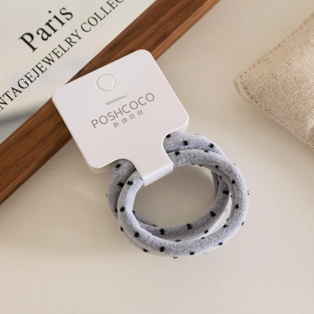 Thick Hair Ties 2 Pack Polka Dot Jacquard Scrunchies Heavy Duty Elastic Hair Bands for Women Non Slip Ponytail