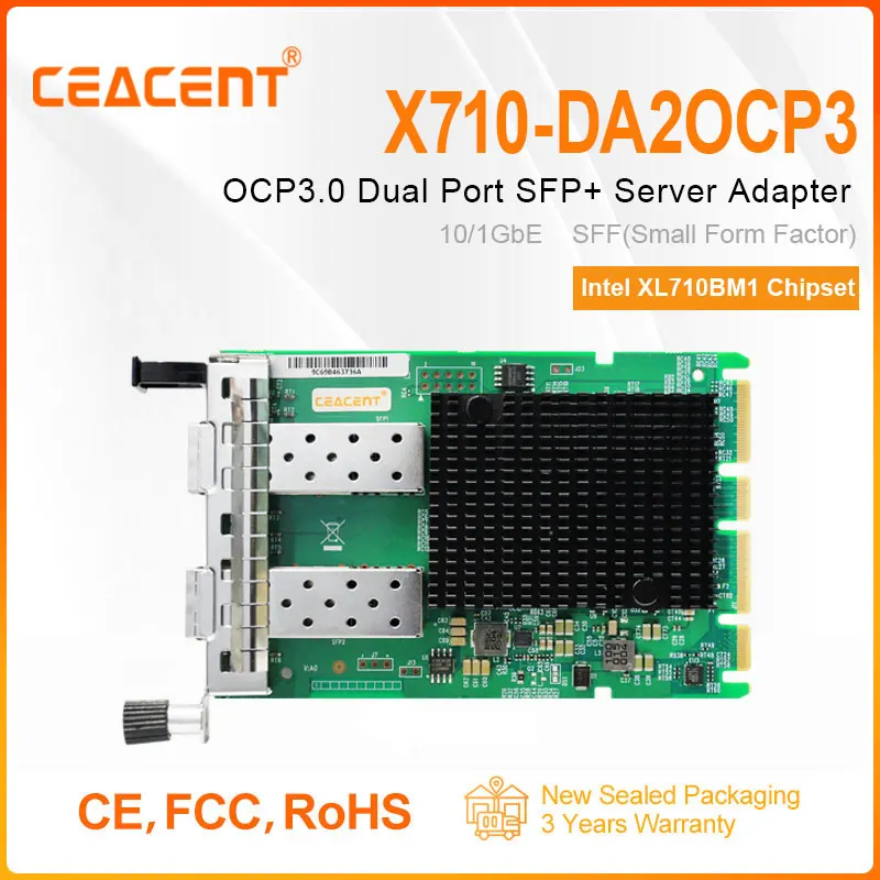 X710-DA2OCP3.0 10Gb/s Network Adapter Dual Port SFP28 Connector Intel XL710BM1 Chipset, OCP 3.0 SFF NIC for OCP Server