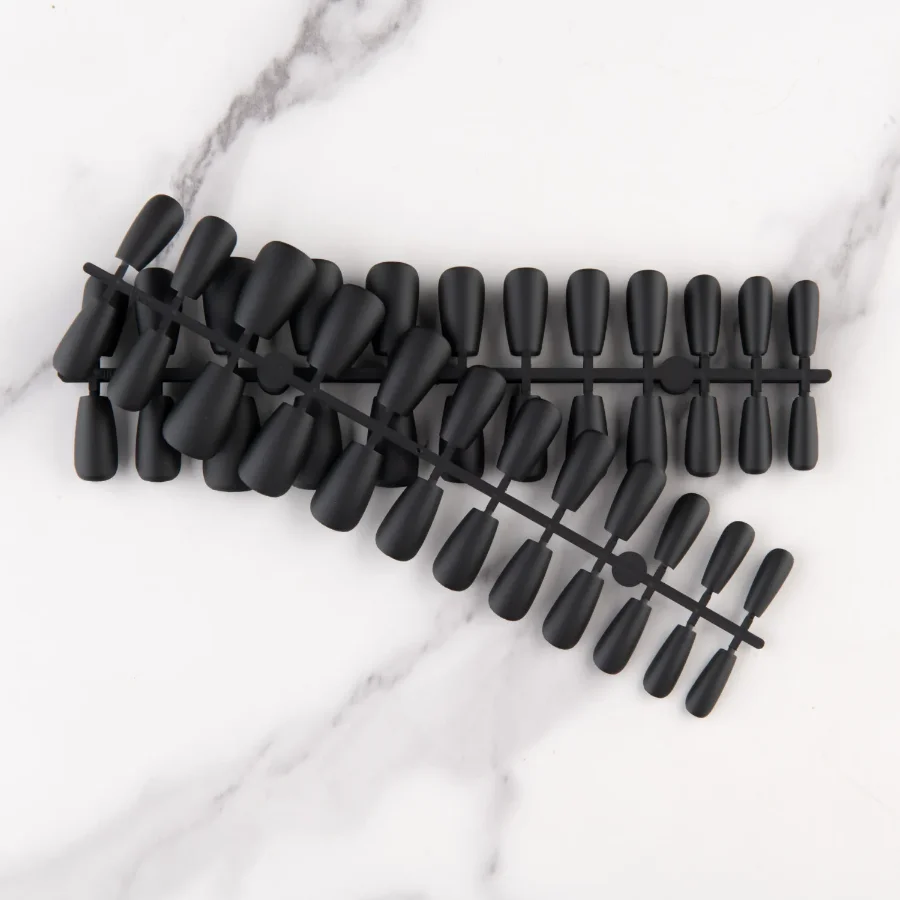 

24Pcs Black Matte False Nails Ballet Detachable Frosted Press on Fake Nail Tips Full Cover Artificial Fingernails