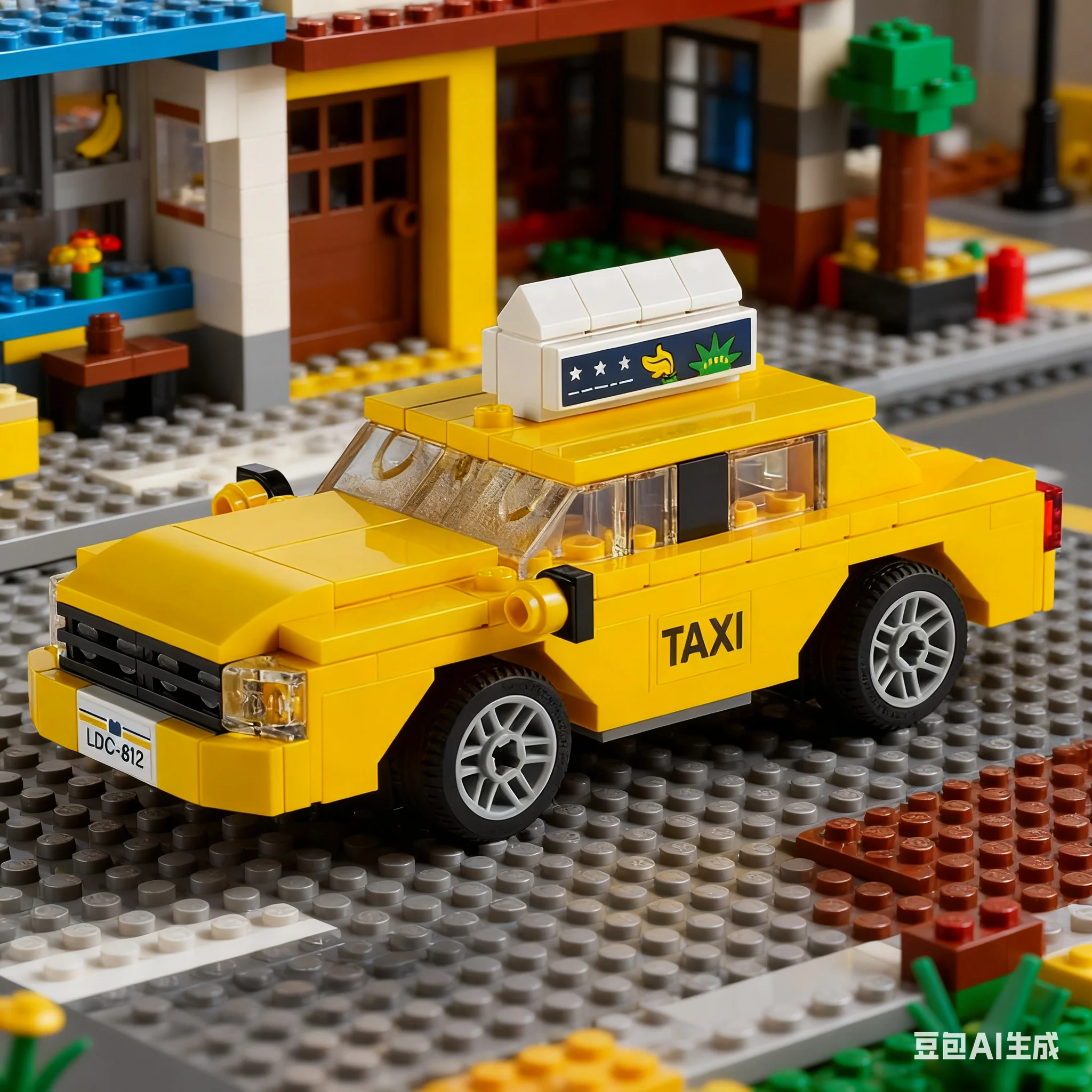 LEGO Bausteine 40468 Gelbes Taxi-Puzzle-Spielzeug, handgefertigte DIY-Bausteine, Geschenk für Jungen und Mädchen, Desktop-Dekoration
