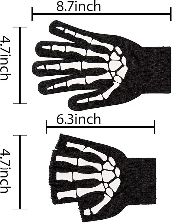 어둠 속에서 빛나는 반사 터치스크린 장갑 할로윈 해골 발톱 디자인 열 보온 사이클링 장갑 남녀 공용 성인 야외용