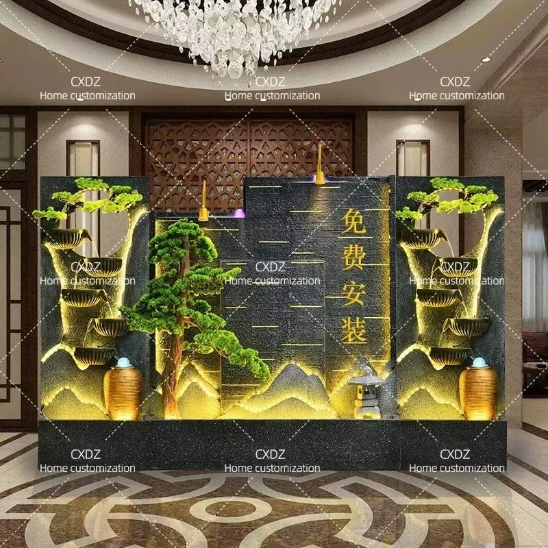 Outdoor Water Feature Wall Screen Rockery Circulating Fountain Water Curtain for Courtyard Background Landscaping Ornament