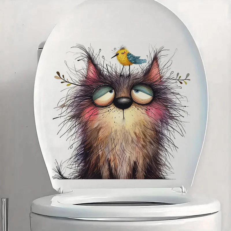 C1294# Funny Cat  Wall Decal Reusable Sticker for Living Room Aesthetic Room Decoration Easy to Beautify Your Home