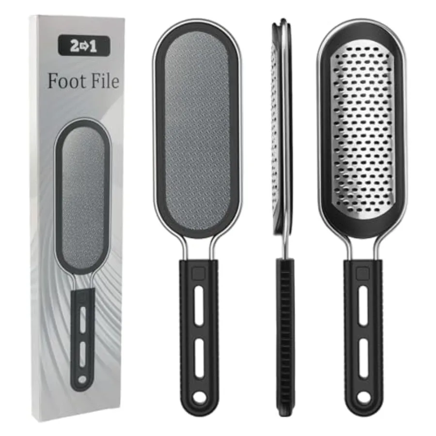 

Nano Glass and Stainless Steel Foot File 2-in-1 Foot Rasp for Callus Remover, Professional Pedicure Tool for Hard Cracked Dead