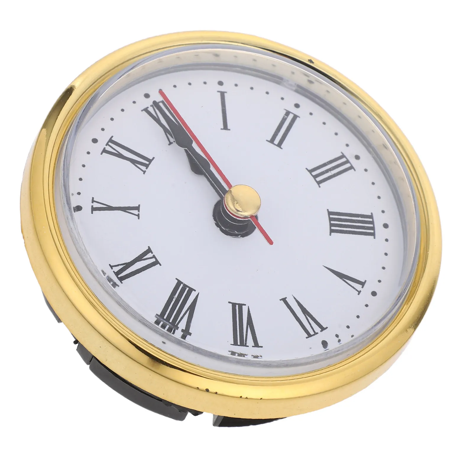 1Set Handpolished Iron Clock Insert Gold Rim Round Face Roman Numerals Quartz Movement for DIY Clock Decor