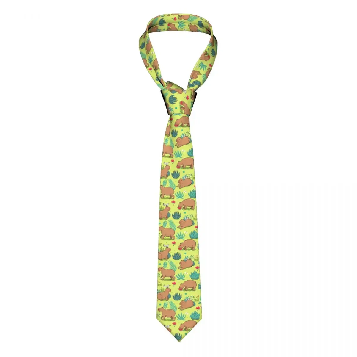 Mens Tie Classic Skinny Cute Capybara Succulent Cactus Neckties Narrow Collar Slim Casual  Gift