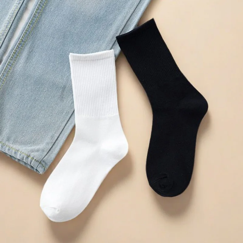 5 Pairs Women Solid Color Socks Simple Versatile Fashionable Socks Antibacterial Odor Resistant Breathable Comfortable Socks