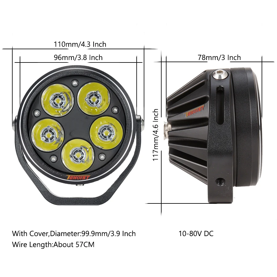 Super Bright 3.8 Inch 5 Beams CNC White Yellow Spot LED Work Driving Head Fog Light For Truck Car SUV Offroad ATV UTV BUS 10-80V