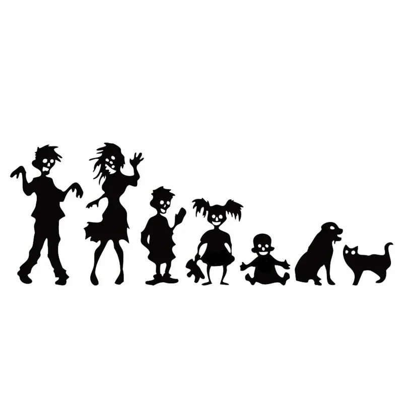 18cm Cute Zombie Family Car Sticker Halloween Horror Style Decal Personality Cover Scratches Waterproof PVC Exterior