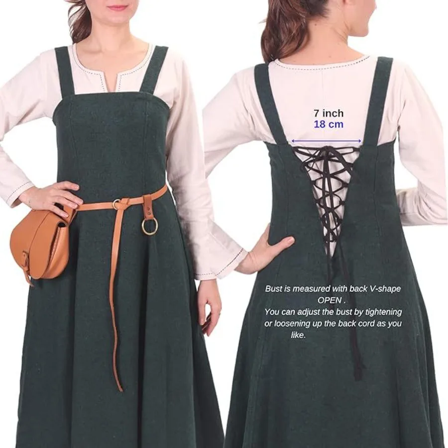 Medieval Viking Apron Overdress Victorian Two Piece Set Celtic Cosplay Costume 19th century Women Casual TDresses Pirate Costume