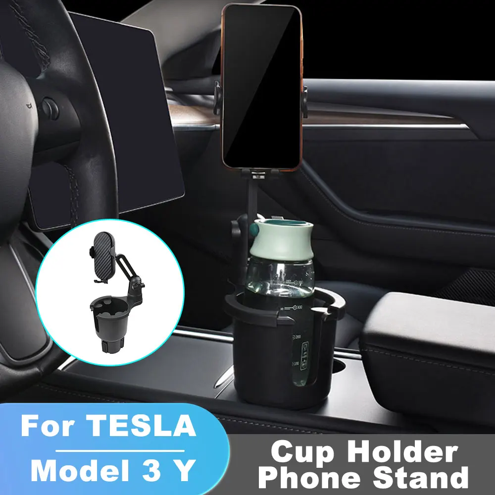 

Multifunctional cup holder mobile phone Stand For Tesla Model 3 Y 2017-2023 ABS stable rotated left and right 1PC