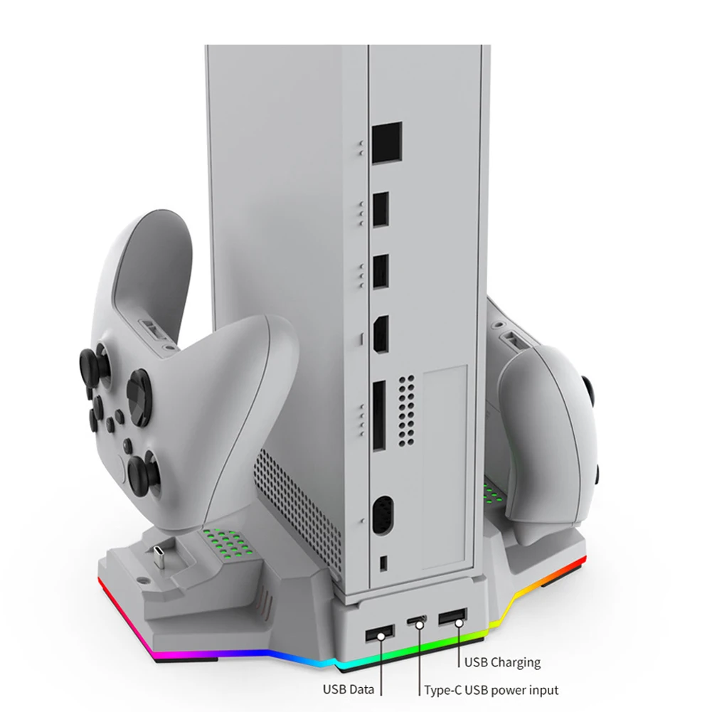 

RGB Cooling Stand for Xbox Series X Console and Controller Charger Station Dock with USB 2.0 Port Cooling Fan for Xbox Series X