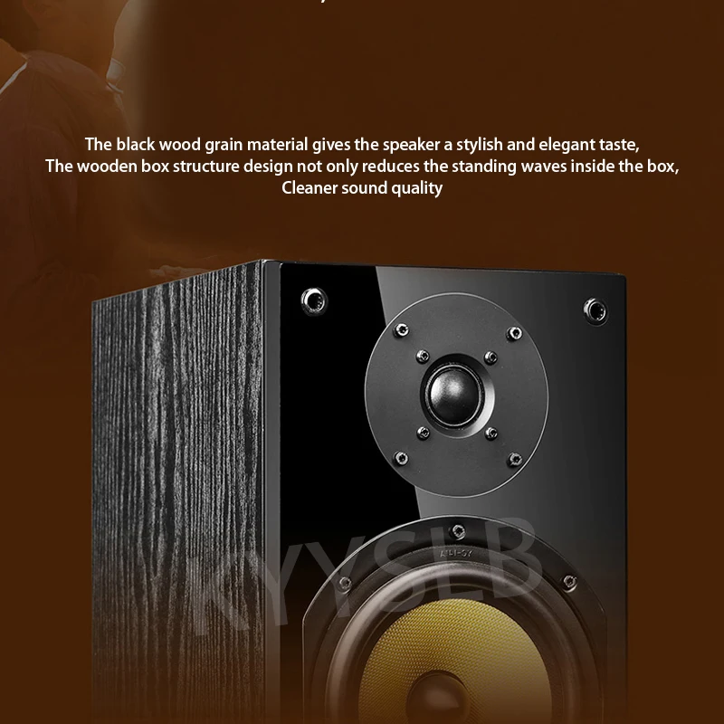 KYYSLB 100W 6.5 Inch Bookshelf Speaker 4 Ohm HIFI Fever Amplifier Wood Grain Front Bass Home Audio Passive LoudSpeaker