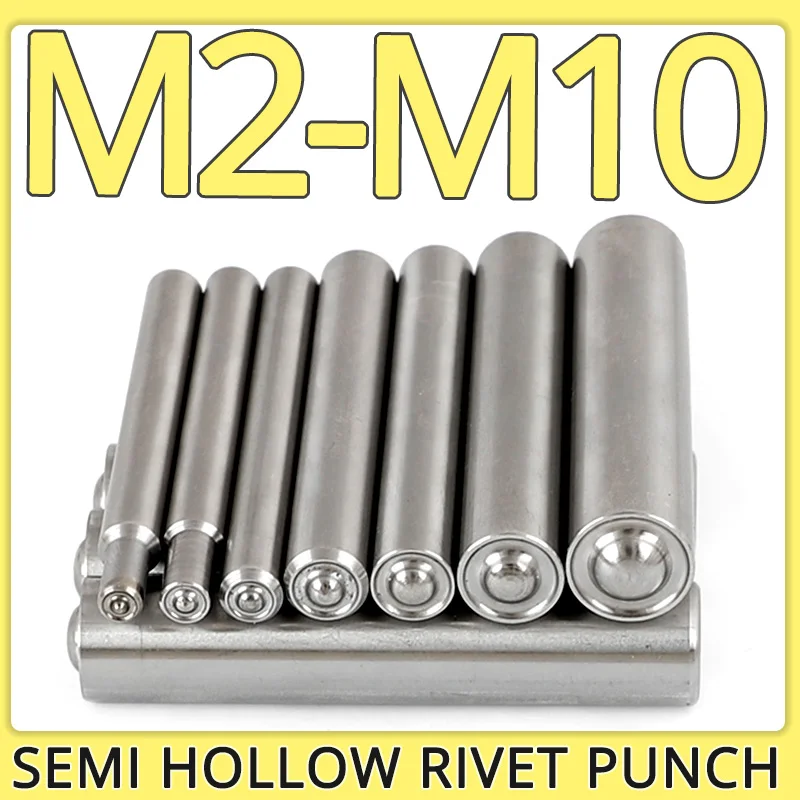 M2 M2.5 M3 M4 M5 M6 M8 M10 Half Hollow Rivet Nut Punch Manual Press Knocking Crimping Flanging Hand Tool Riveter Machine Punch