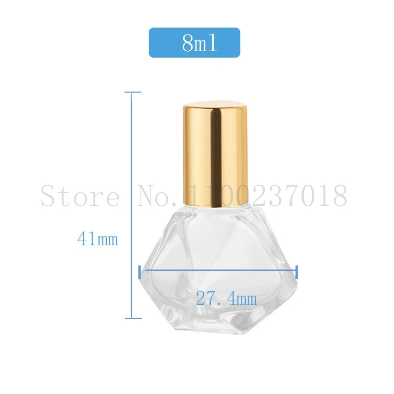 10/30/50 PCS/LOT 8ml Diamond Cosmetic Packaging Glass Roll On Bottle Traval Essential Oil Svample Vial