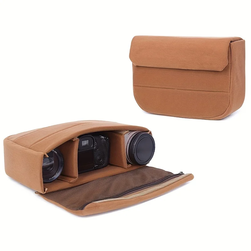 QISEMIAN Shockproof Padded Soft Camera Insert Bag Liner Case with Adjustable Dividers for Canon Nikon Sony DSLR Cameras