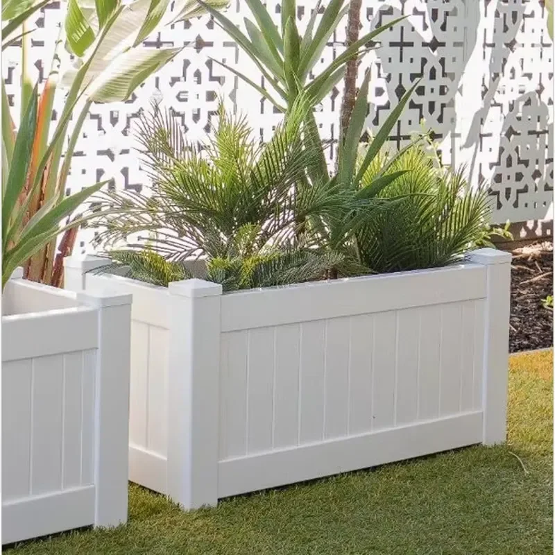 Commercial Grade PVC Garden Fencing Durable Square Pattern Planter Panels for Parks Hotels Community Landscape Projects