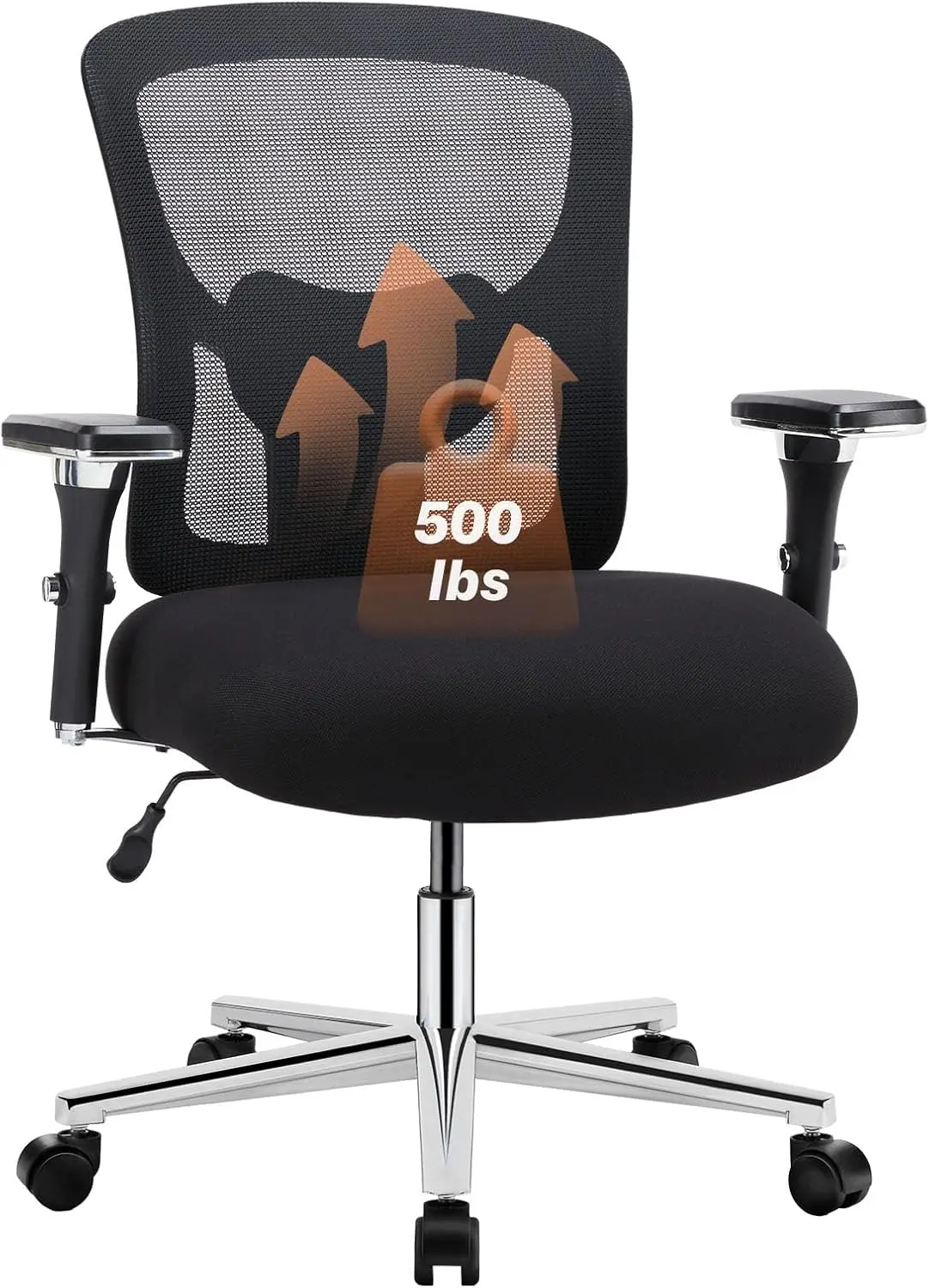 Big and Tall Office Desk Chair with Lumbar Support, 500lbs Heavy Duty Mesh Ergonomic Computer Chair with Arm and Wide Comfy Seat