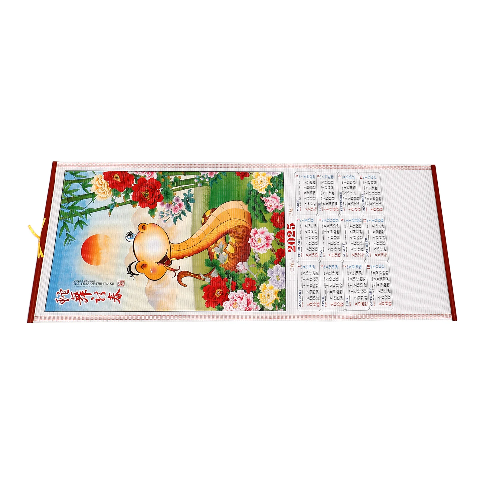 Imitation Rattan Calendar 2025 Wall Traditional Monthly Chinese Zodiac Office New Year Large Paper Yearly