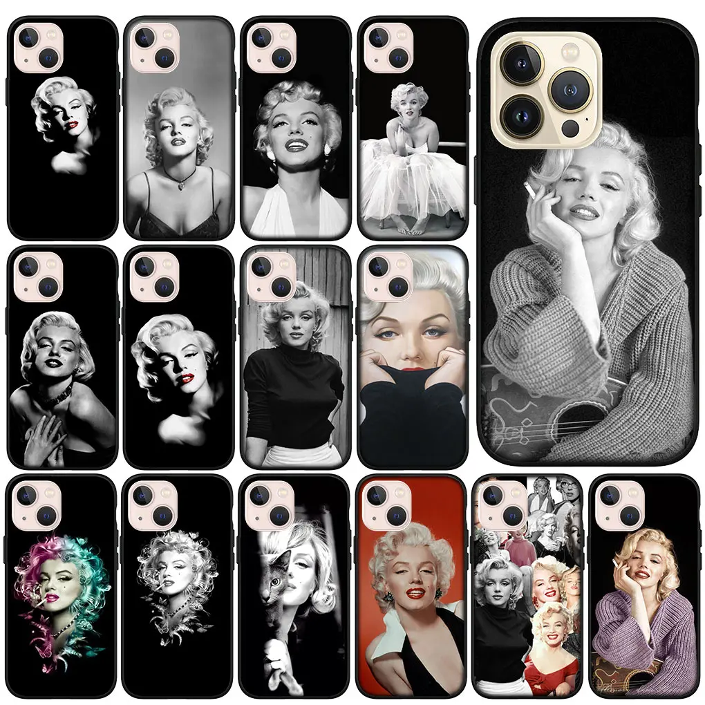 M-Marilyns M-Monroes Phone Cover Casing for Apple iPhone 15 14 Plus 13 12 Mini Pro Max XR + 13Pro 14+ 15+ Soft TPU Case