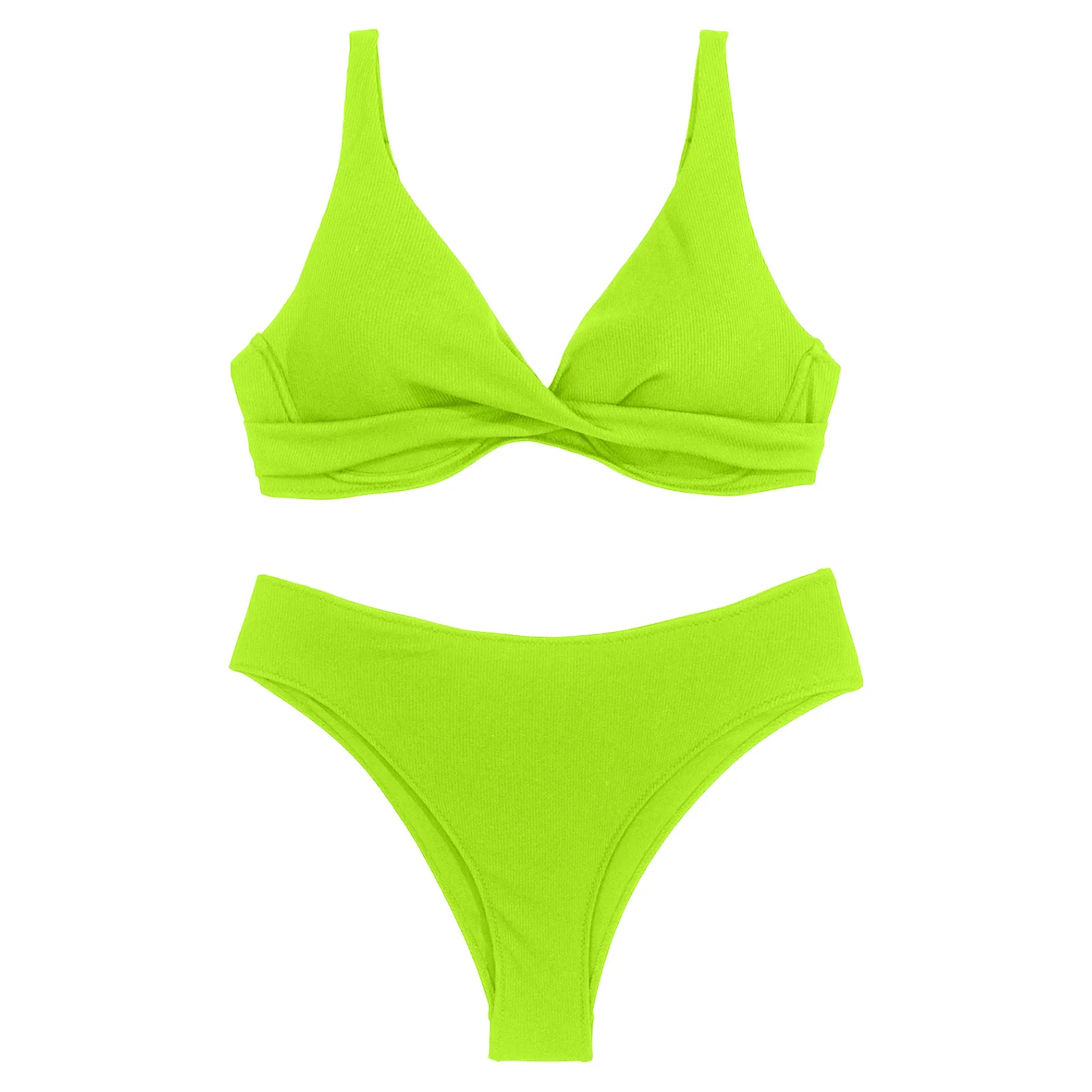 V-neck Swimwear Two Pieces Swimsuit Female Low Waist Bikini Set Brazilian Bathing Suit Bathers New Sexy Solid Bikini Women