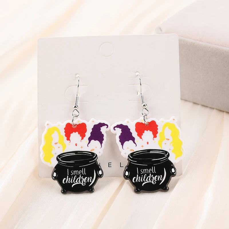 1Pair Halloween Magic Frog Woman Dangle Earrings Acrylic Poison Jar For Girl Birthday Gift