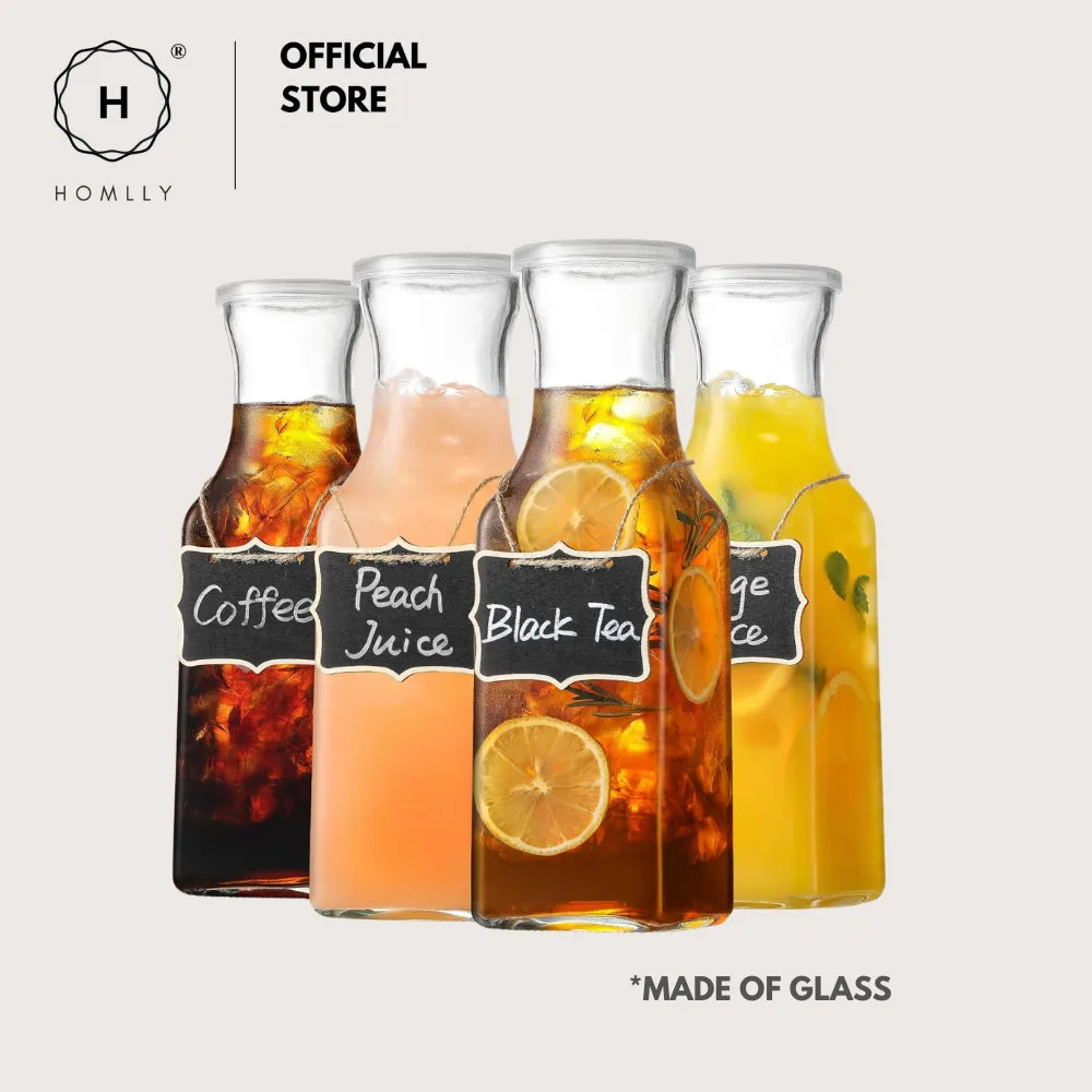 

Homlly 1л графин для воды кувшин из прозрачного стекла с крышкой (квадратное основание) (4 шт.)