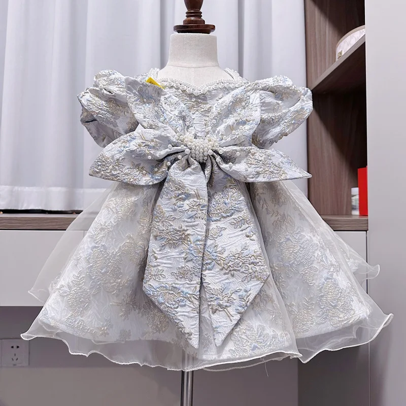 Flower Girls Dresse Baby girl's one year old dress, new Chinese style dress for girls' one-year birthday party, children's dress