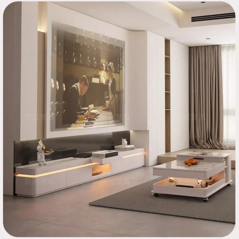 Tv Stand Living Room Modern Tv Stand Universal Led Lights Showcase Nordic Mueble Para Televisor Home Furniture Luxury Design